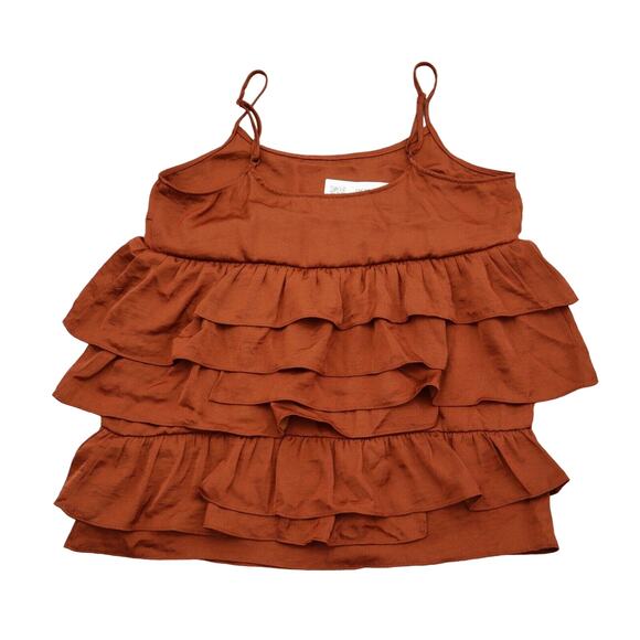 Who What Wear Tops - Who What Wear Shirt Womens S Orange Sleeveless Scoop Neck Layered Tank Top